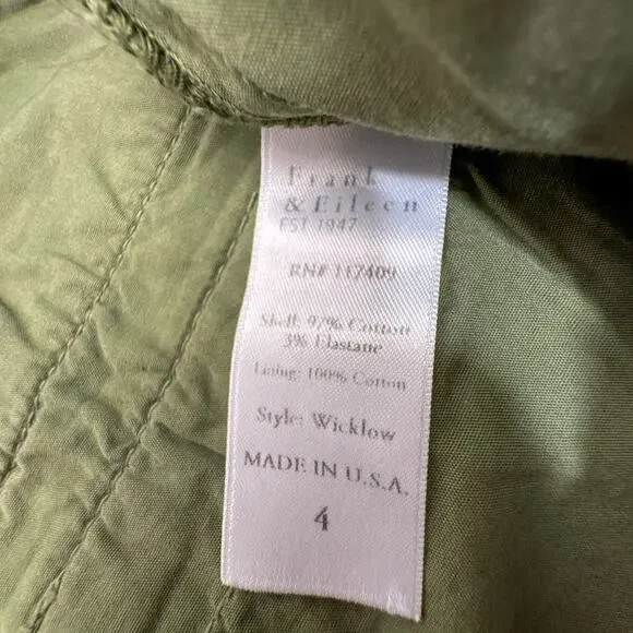Frank & Eileen Wicklow Italian Performance Twill Pants Army Green NWT - Picture 4 of 6